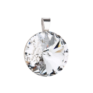 Strieborný prívesok s krištáľmi Swarovski biely okrúhly-rivoli