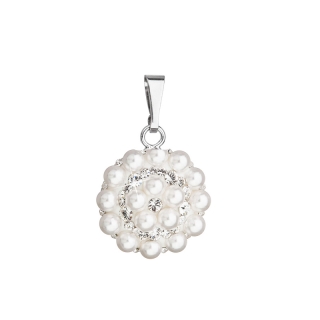 Strieborný prívesok s krištálmi Swarovski biely okrúhly