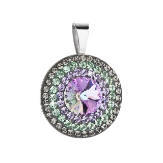 Strieborný prívesok s krištáľmi Swarovski fialový okrúhly-rivoli