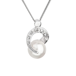 Strieborný náhrdelník s perlou Swarovski biely