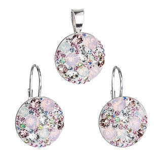 Súprava šperkov s krištáľmi Swarovski náušnice a prívesok ružové okrúhle
