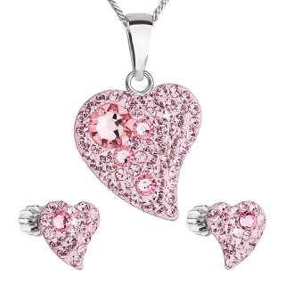 Súprava šperkov s krištálmi Swarovski náušnice a prívesok ružové srdce